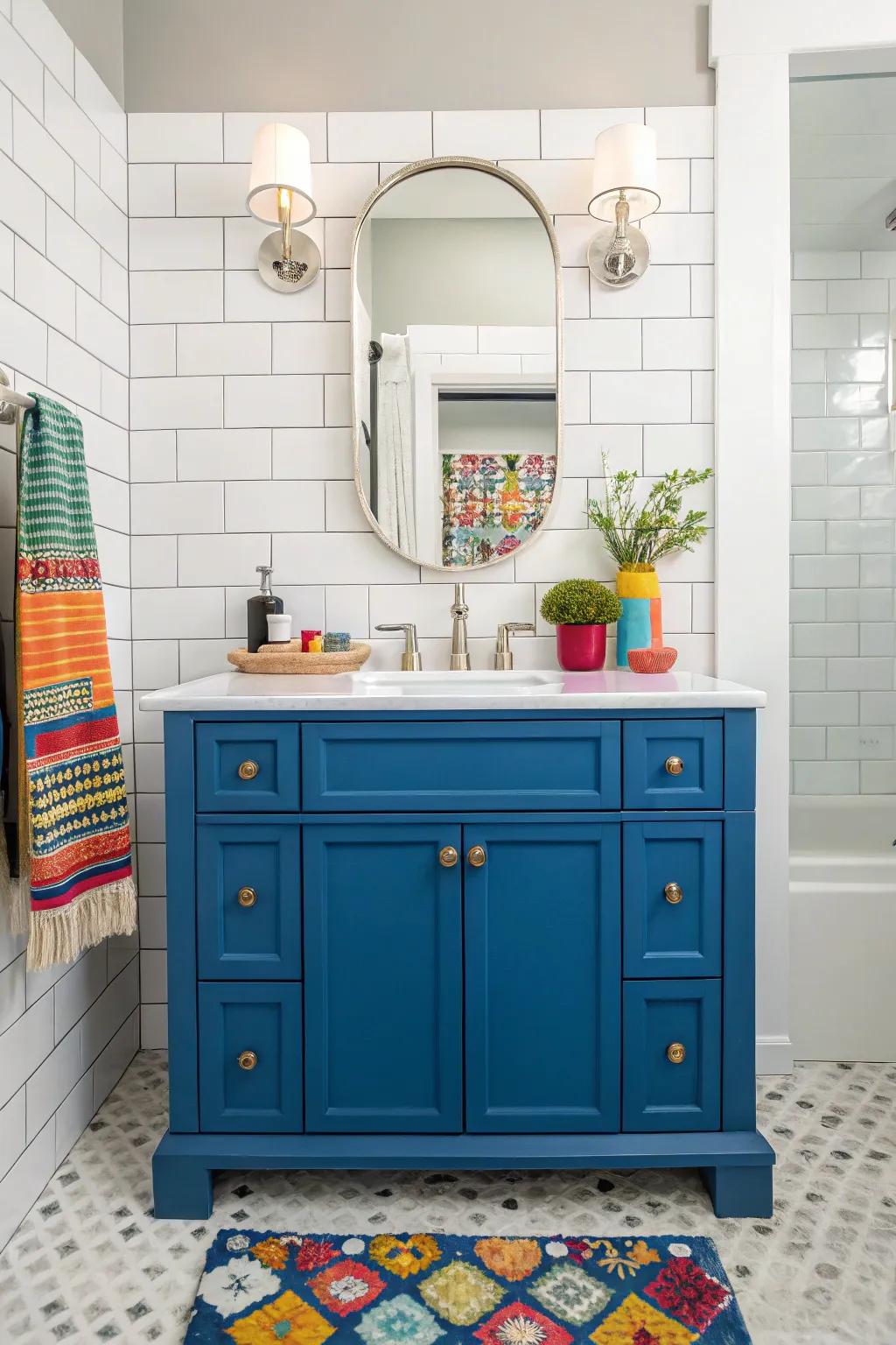 Make a statement with a daring blue vanity.