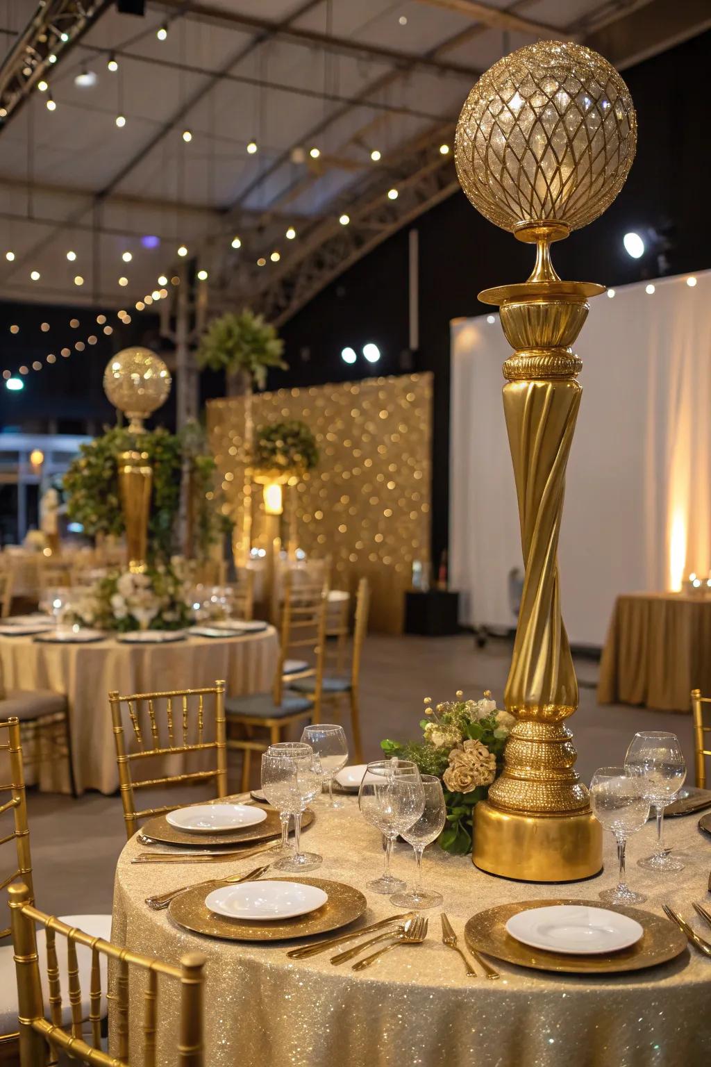 An opulent golden celebration arrangement for a memorable milestone.