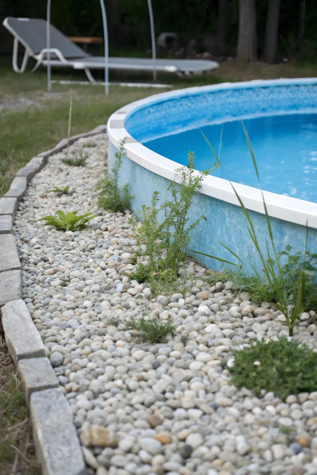 Gravel borders create a simple, low-maintenance effect.