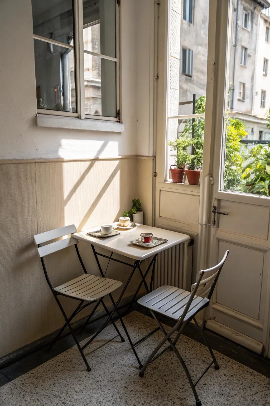 Furniture that folds saves space in small areas.