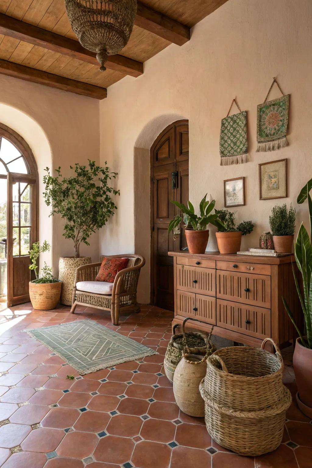 Natural tones evoke a peaceful mood in this room influenced by Arizona's deserts.
