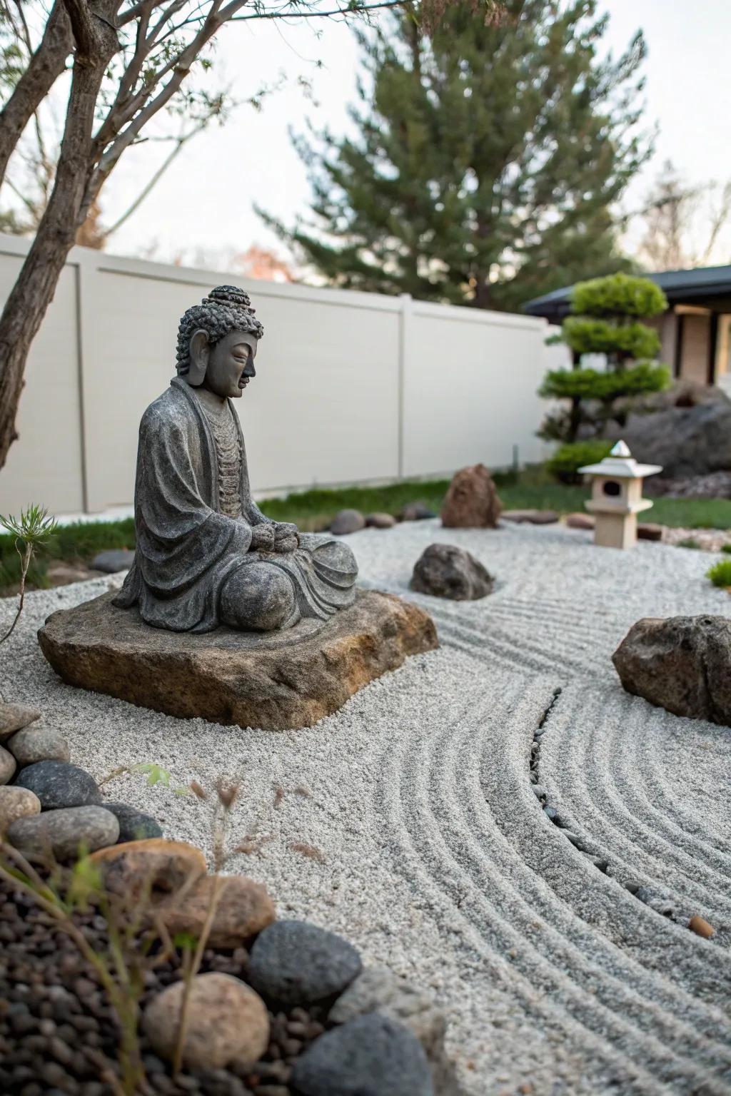 A Zen stone arrangement offers tranquility with very little effort.