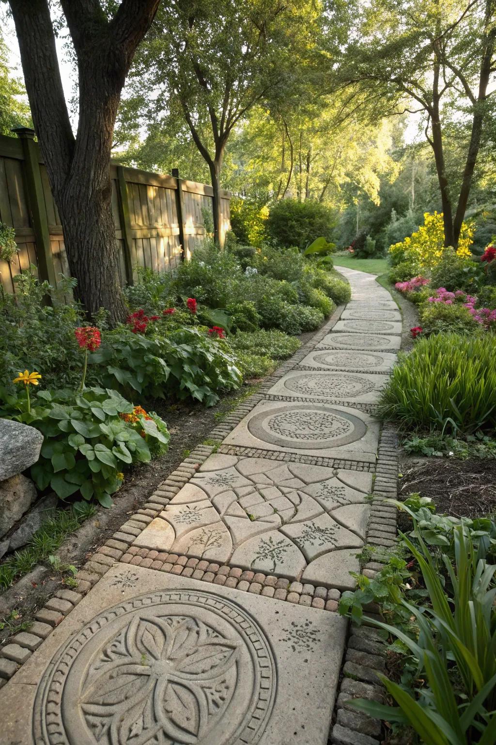 Brick designs imbue garden walkways with personality and practicality.