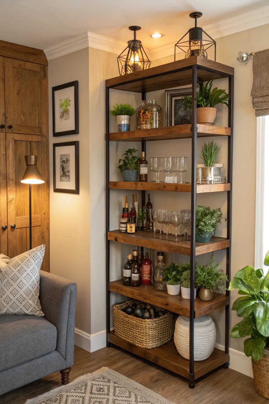 Transform nooks into fashionable bar displays.