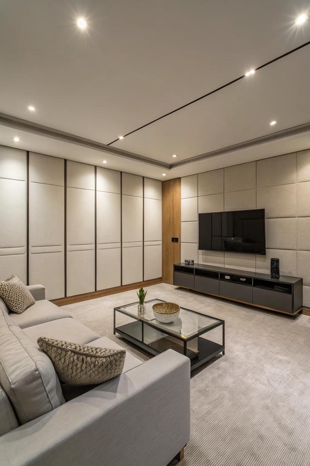 Flat panels offer a sleek, minimalist style for modern basement spaces.