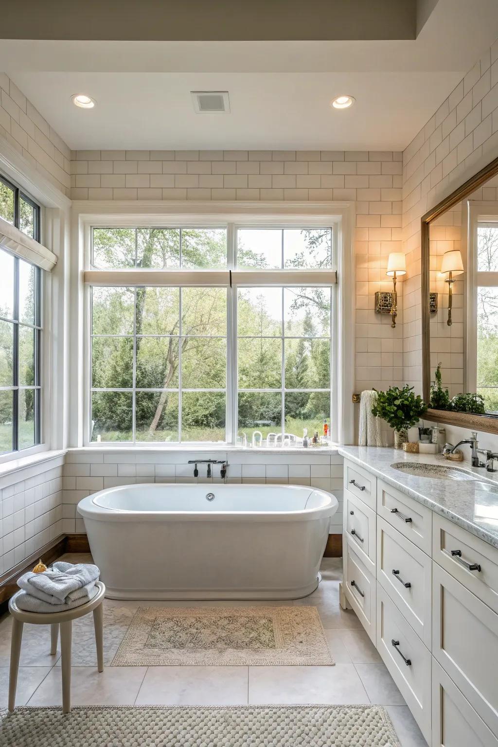 Sunlight enhances the charm and vibe of your bathroom.