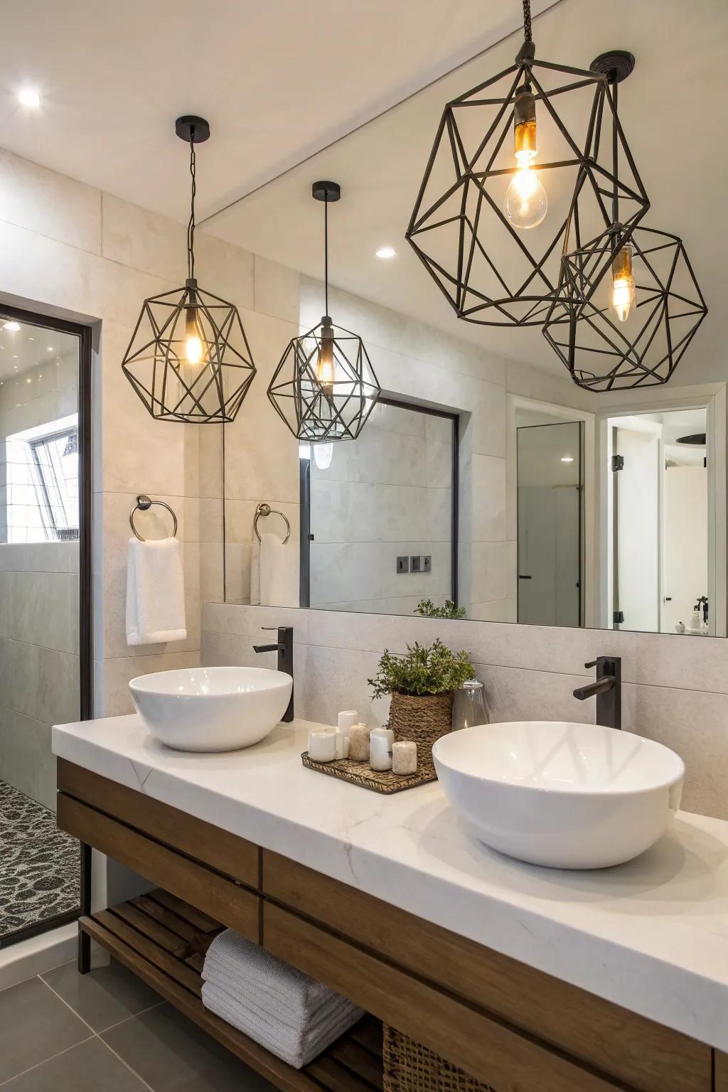 Modern fixtures showcasing minimalist design for a revitalizing ambiance.