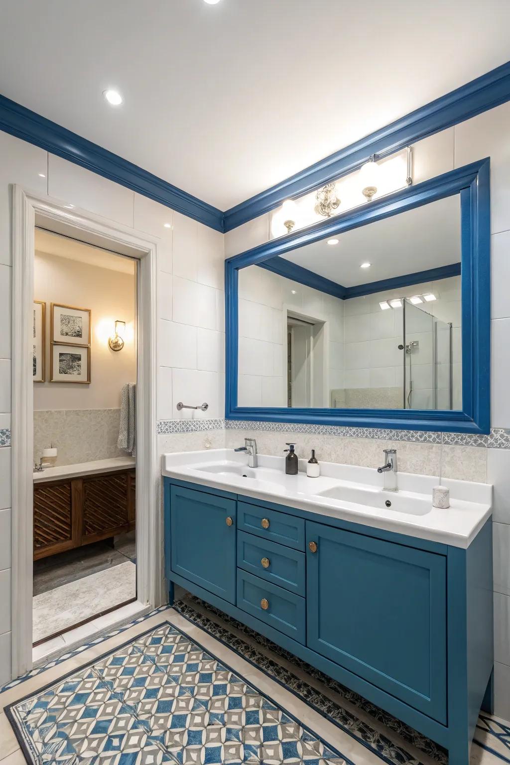 Trim shades that contrast highlight the innate beauty of a bathroom’s architecture.