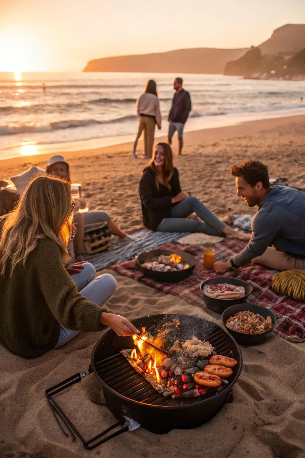 A soothing Beach Bonfire Bash offering vistas of the ocean.