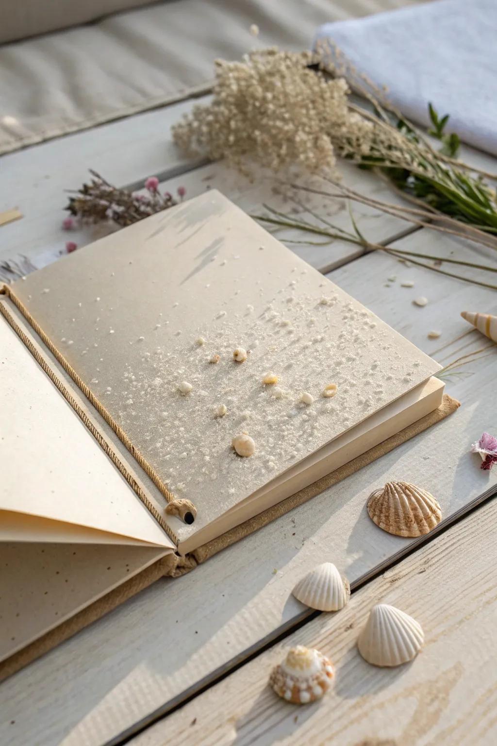 Embrace the essence of the coastline through grainy-kissed scrapbook surfaces.