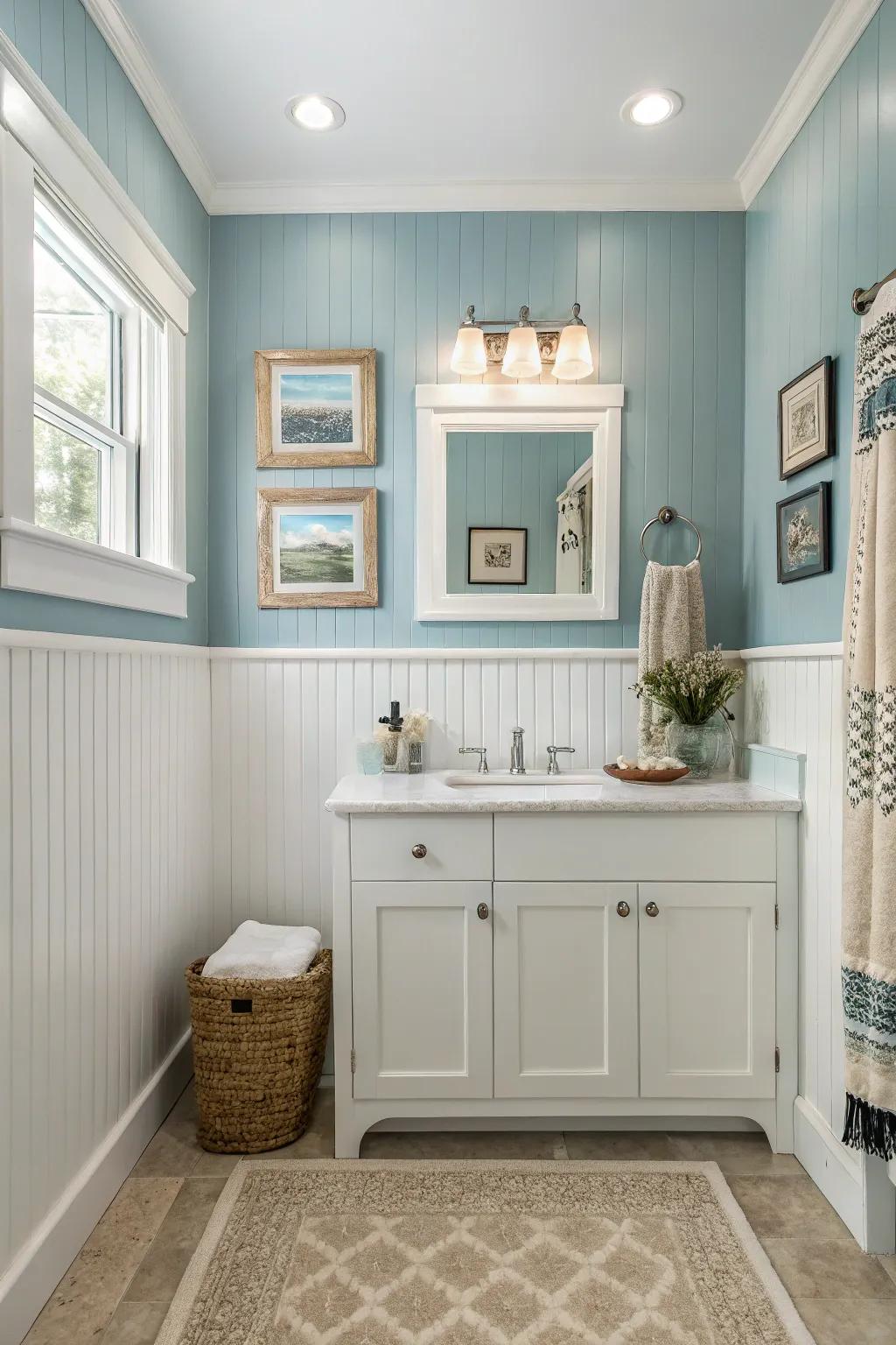 Incorporate a burst of color using azure decorative panels for a soothing impact.
