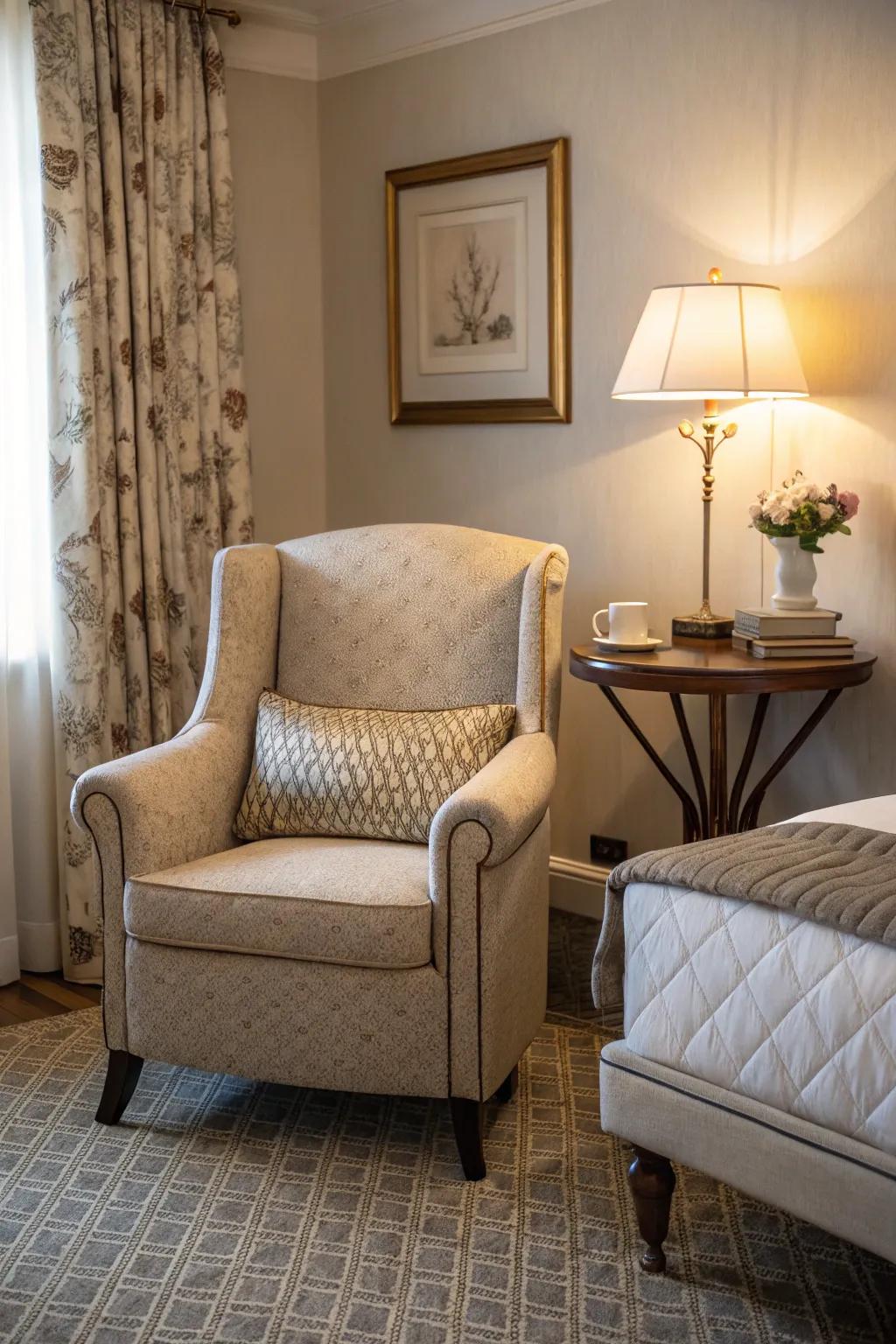 Upholstered armchairs offer the perfect fusion of comfort and style, creating an inviting atmosphere.