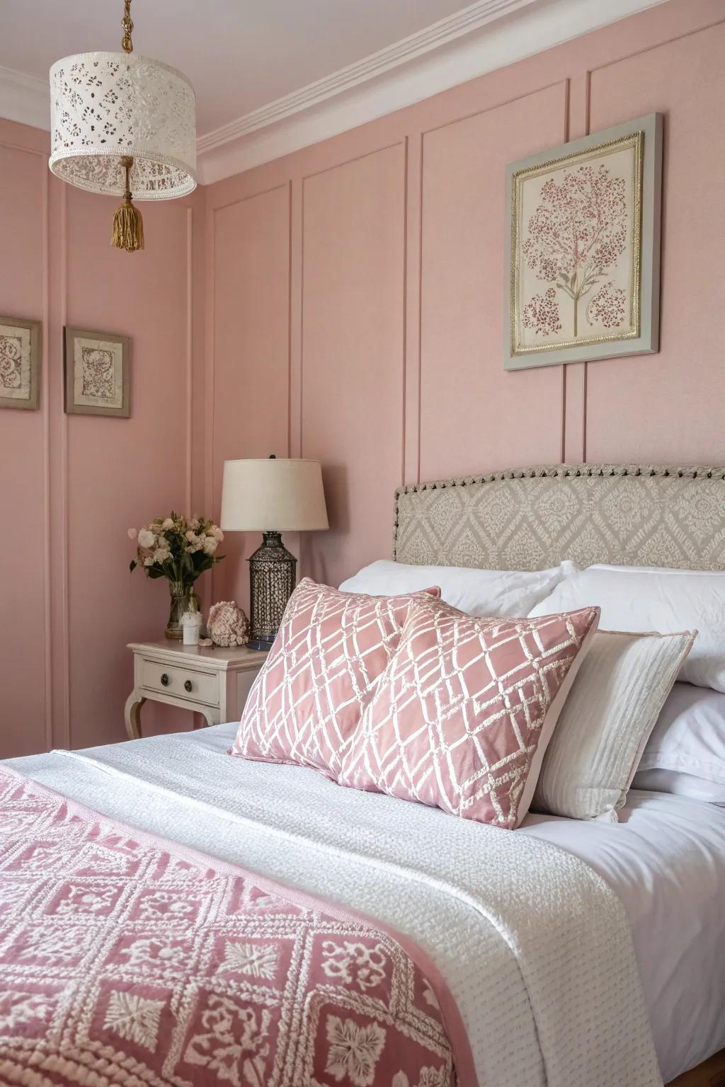 Fill your space with warmth using pastel pink shades.