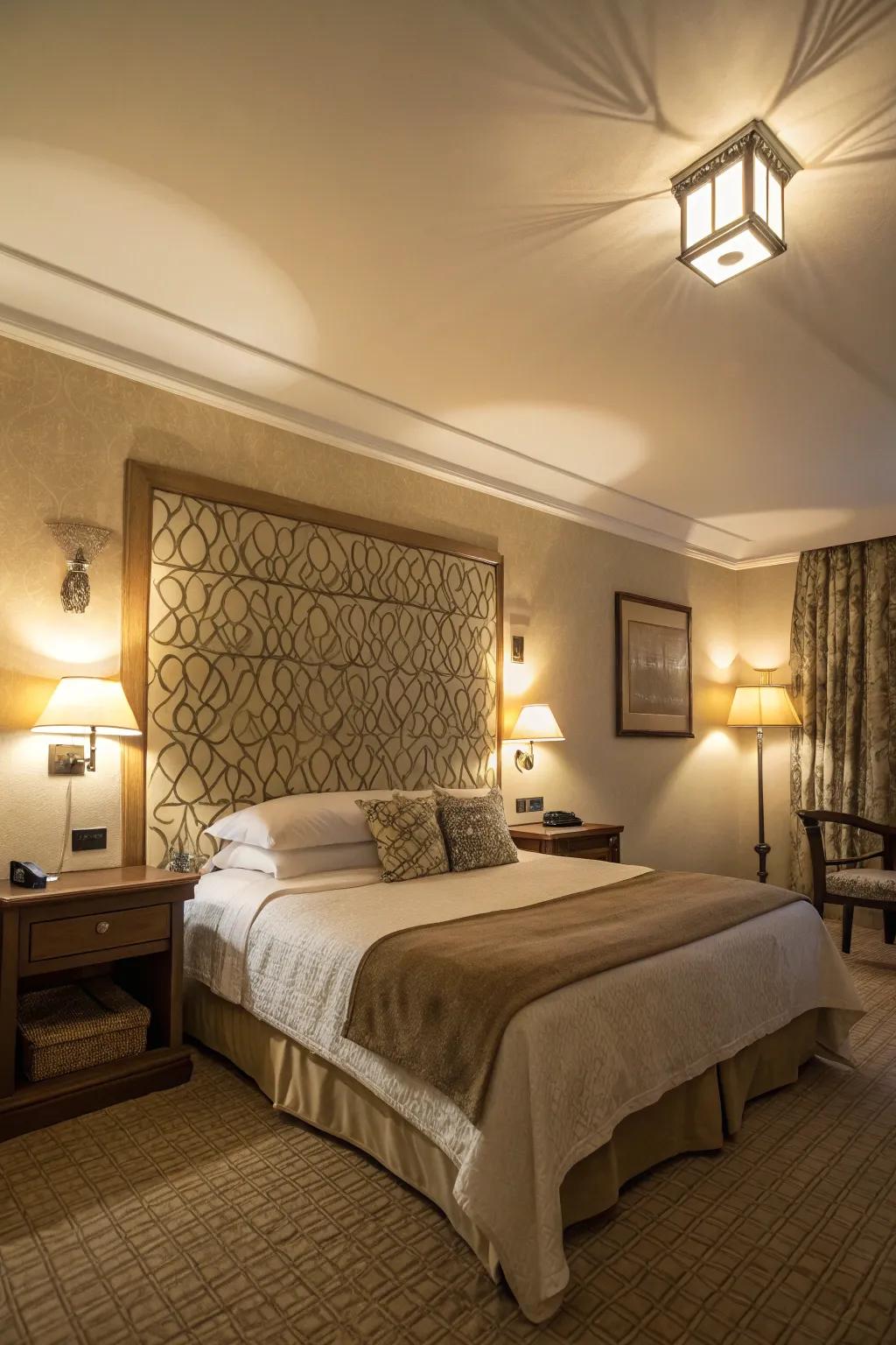Atmospheric lighting creates the ideal romantic atmosphere.