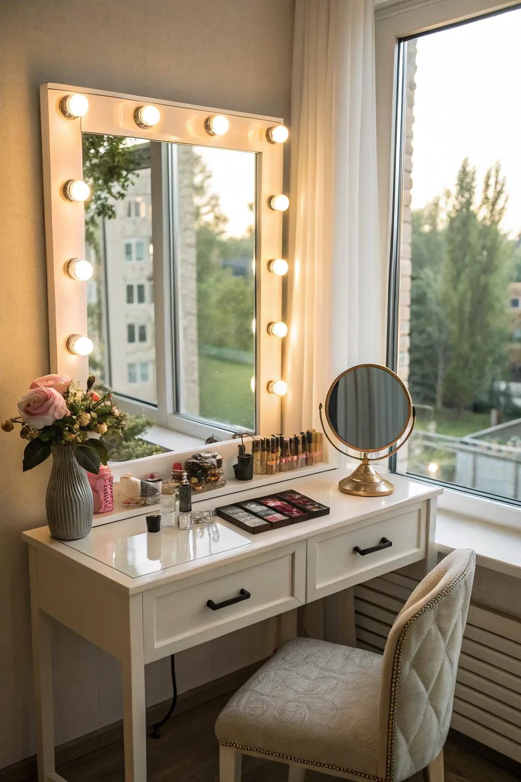 A vanity perfectly situated to maximize natural light.