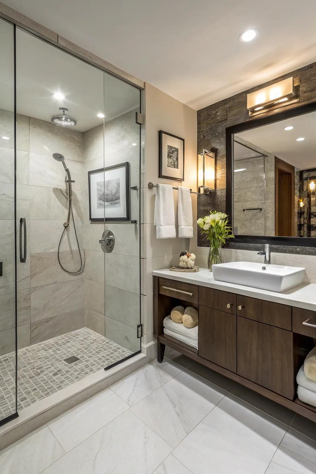 Porcelain tiles introduce a hint of luxury to any bathroom setting.