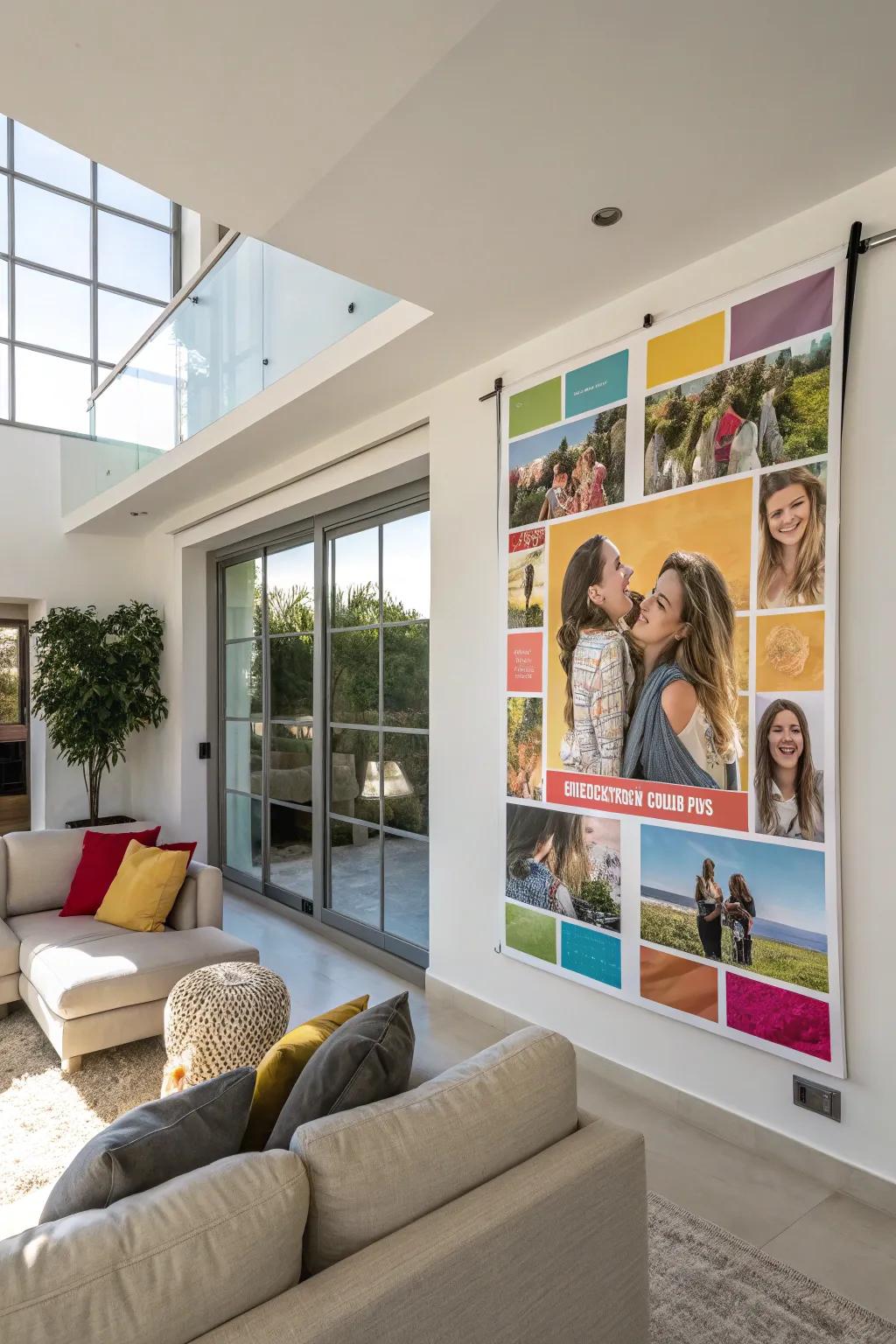 A vibrant photo collage highlights treasured moments and memories shared between friends.