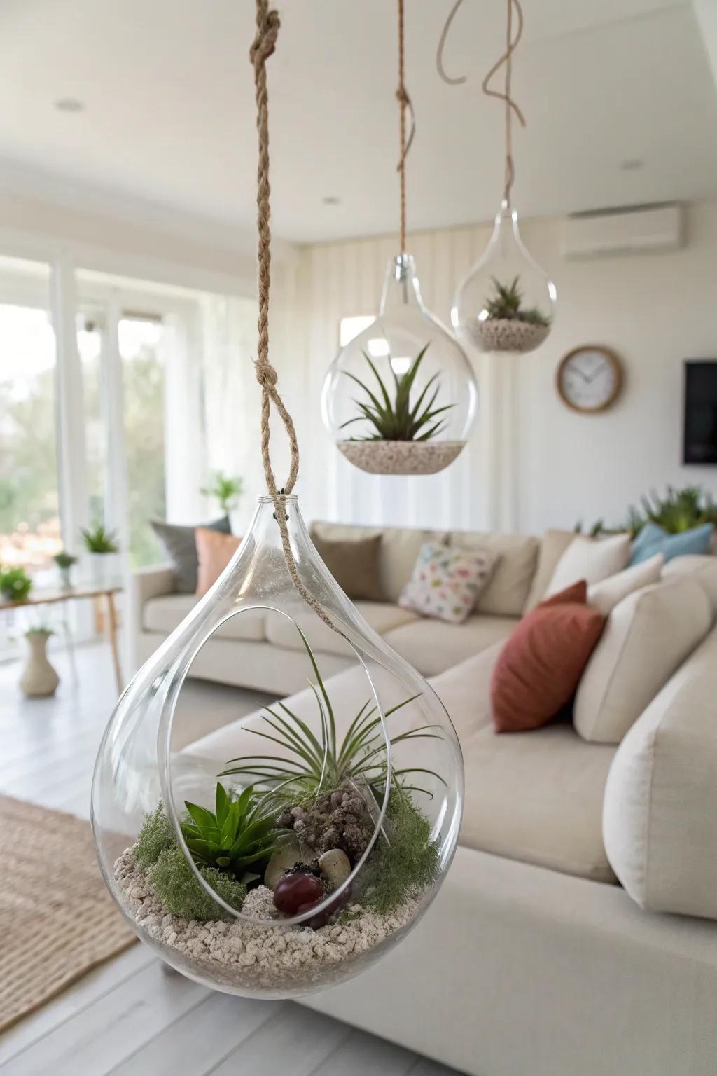 Sophisticated and modern suspended glass orbs.