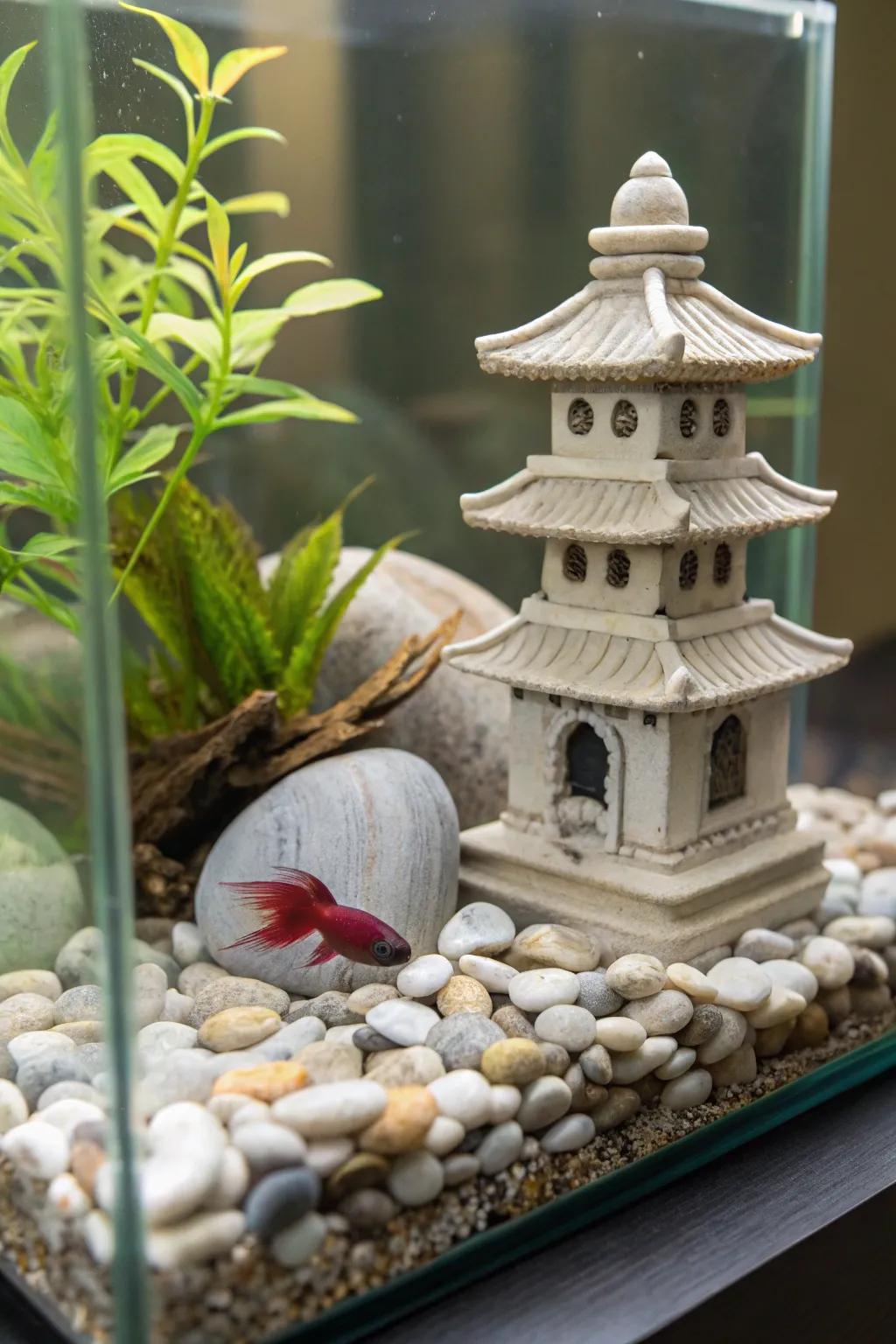 Incorporate tranquility through a Zen-inspired garden aquarium.