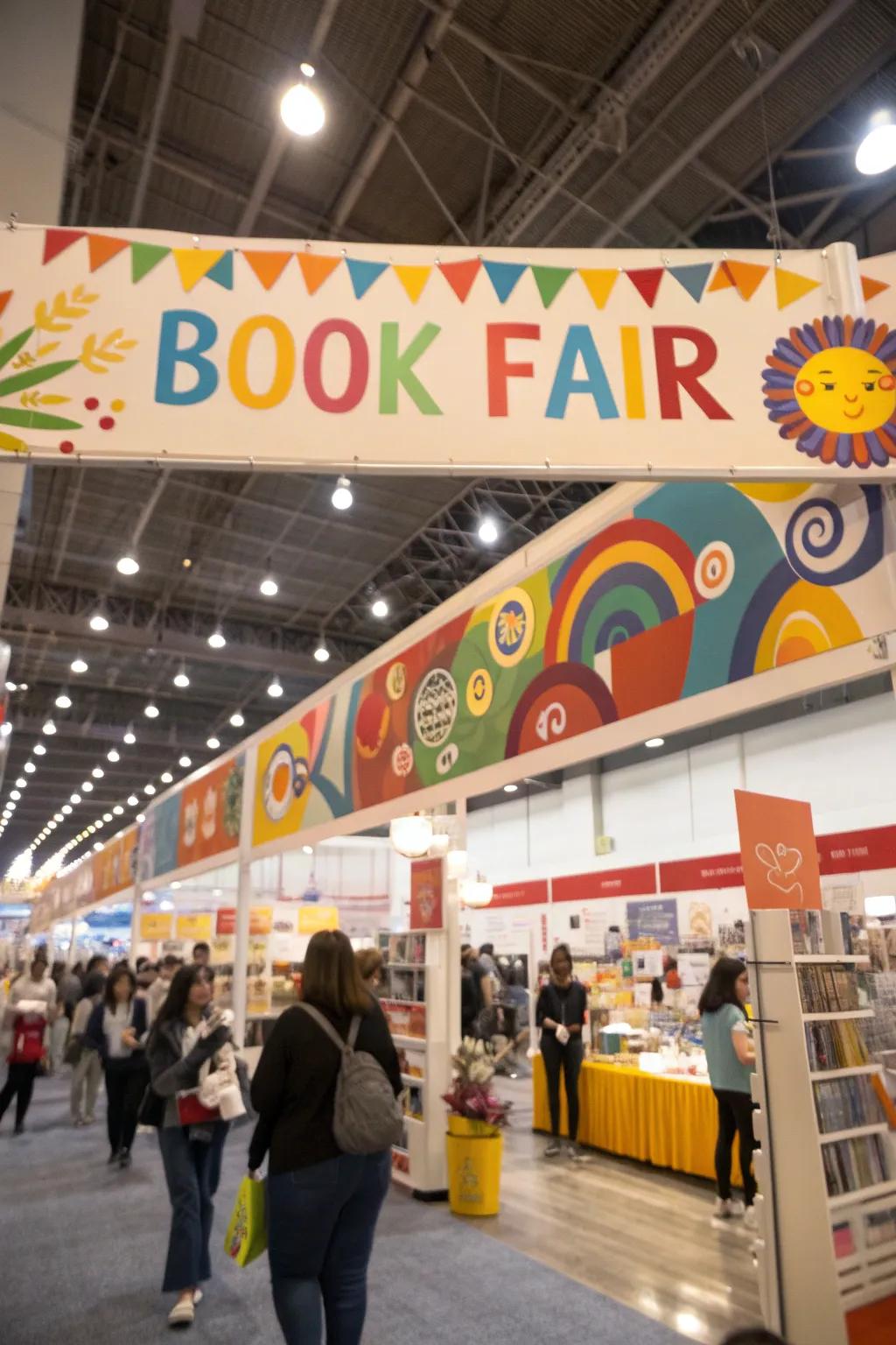 Vivid signs and banners injecting vibrancy into the book fair.