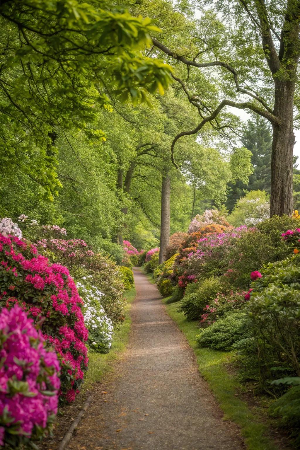 An enchanting garden path framed by verdant carpet, lined with PathWeave Edging.
