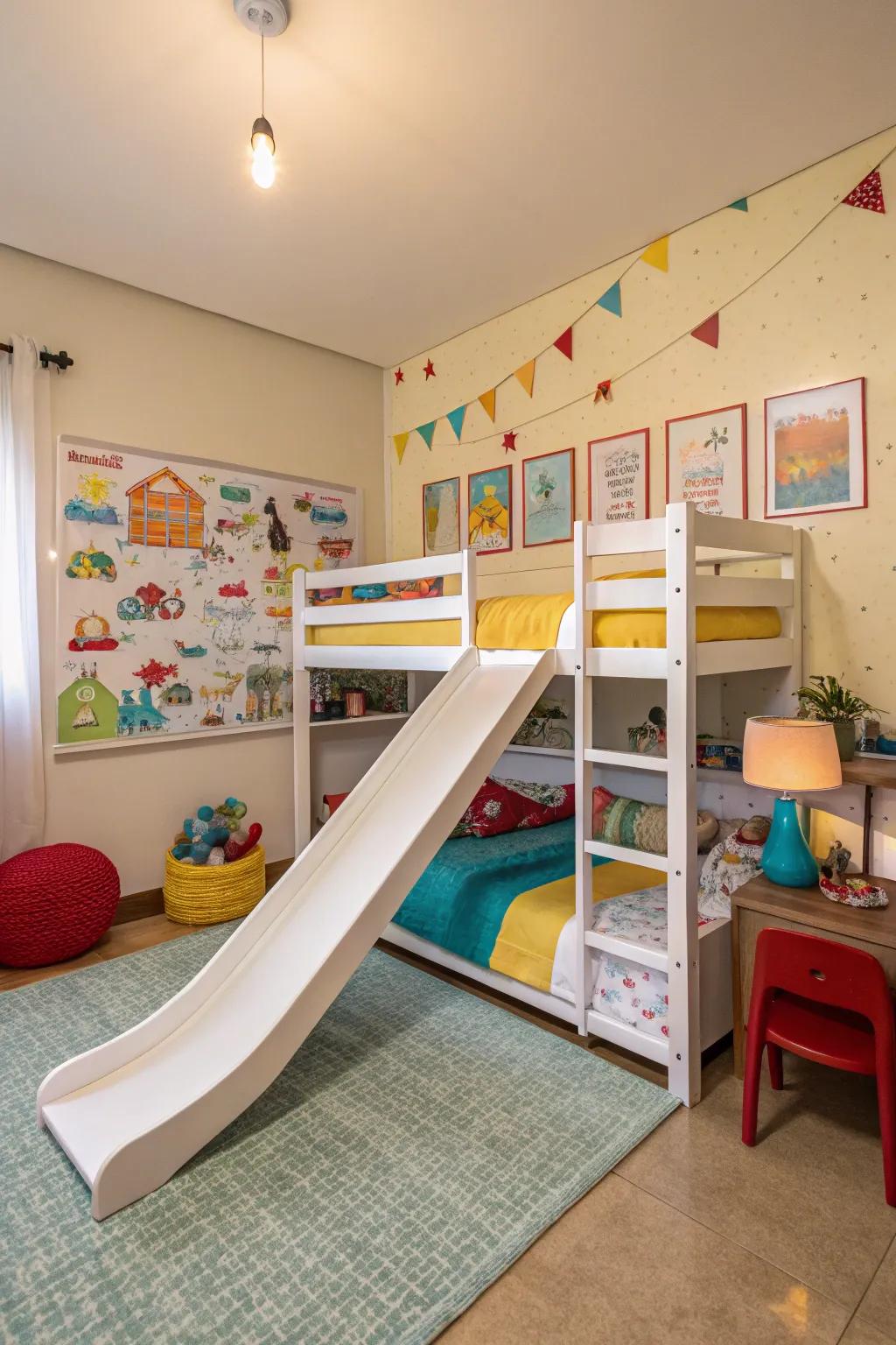 Any shared space will benefit from the playful touch of a tiered sleeper with a slide.