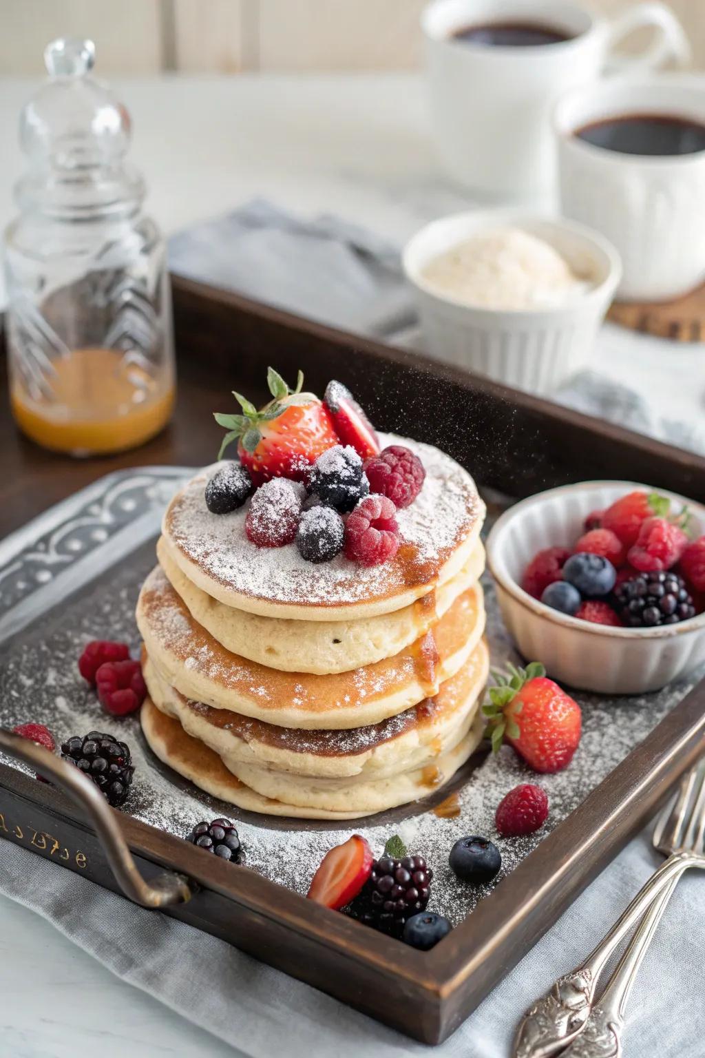 A berry-topped pancake pile that’s both scrumptious and picture-perfect.