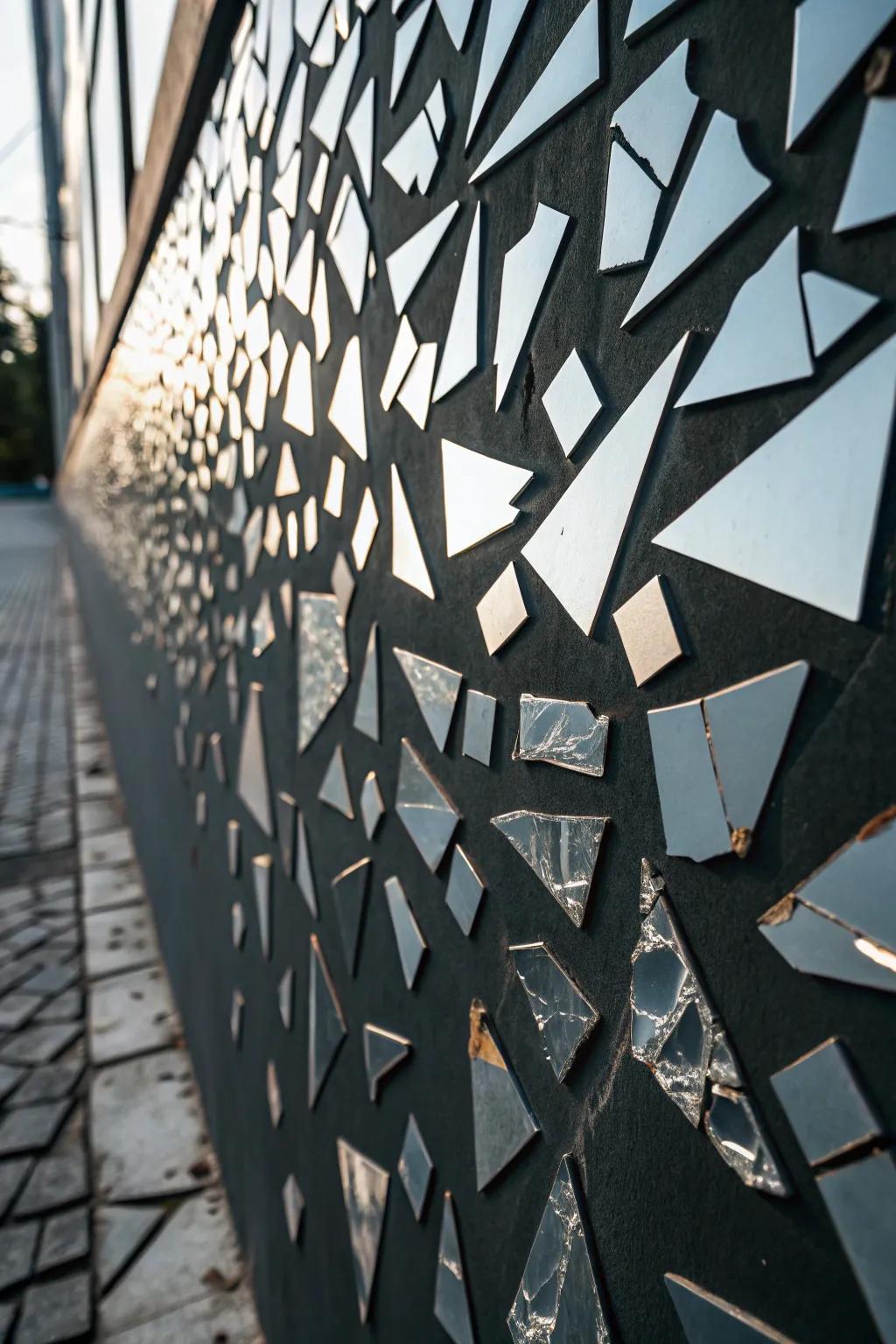 Non-figurative mirror compositions impart a contemporary vibe.