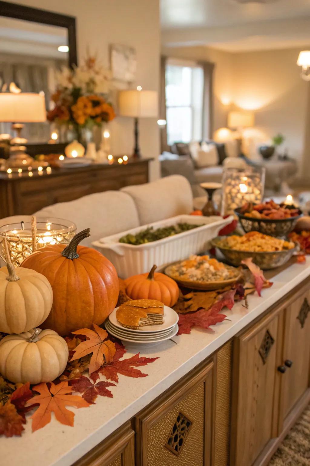 Seasonal accents that bring the essence of the season to your buffet table.