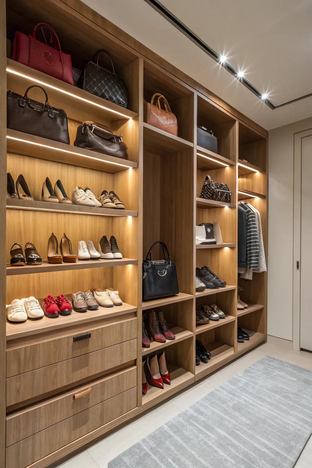 Modular shelving solutions offer adaptable and diverse storage potentials.