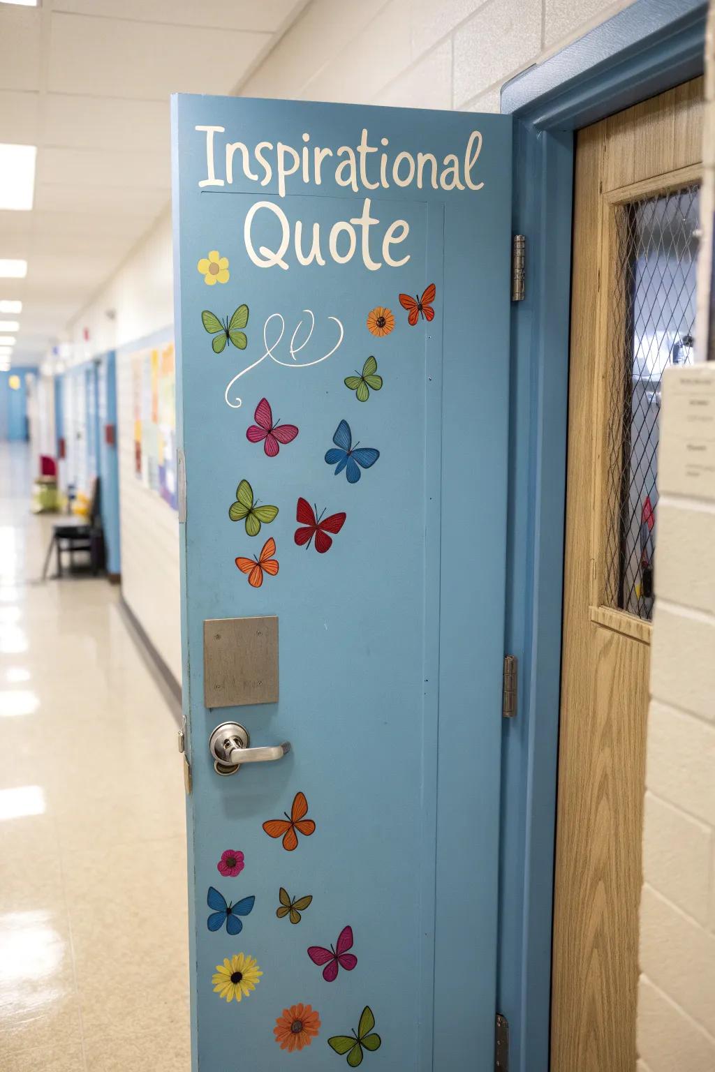 Inspire through words and wings on your classroom doorway.