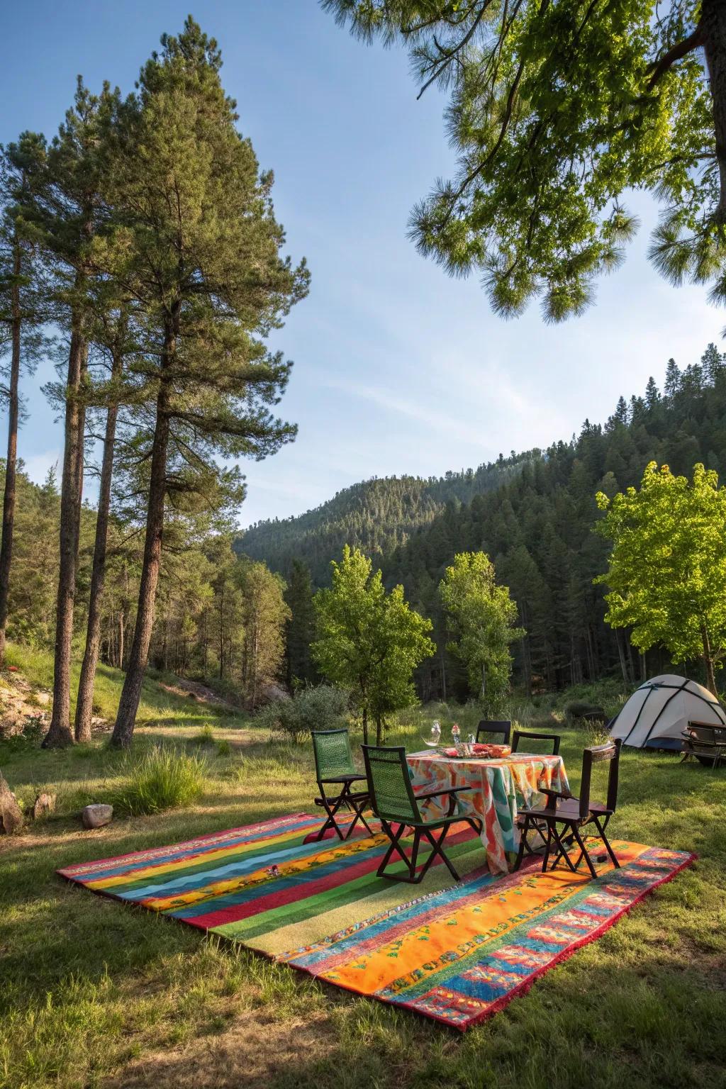 Incorporate flair and function into your campsite with a weather-friendly outdoor rug.