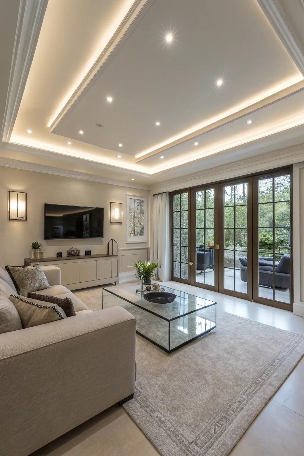 Recessed lighting provides a minimalist feel with optimal illumination.