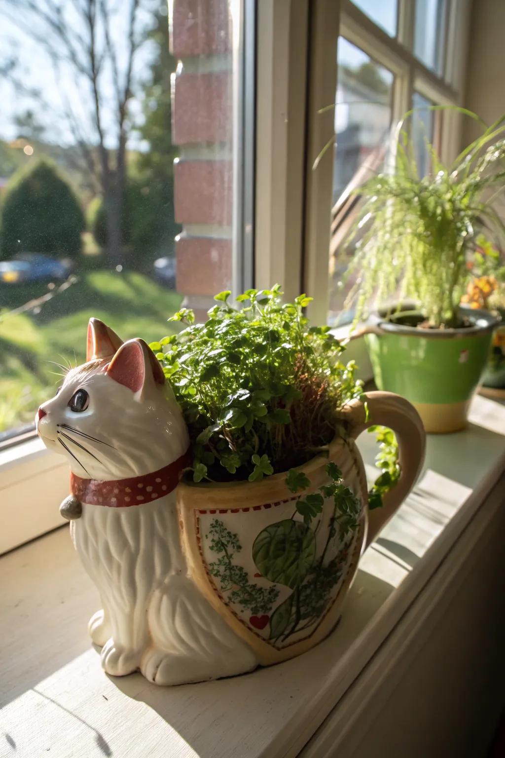Infuse your garden with whimsy using playful ceramic planters.