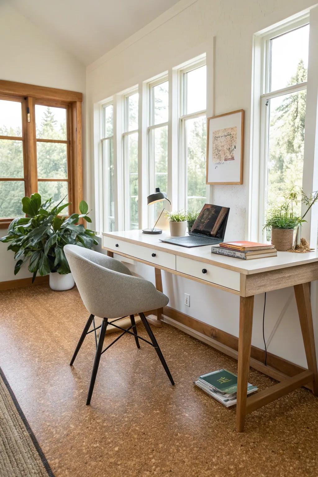 Plant-based flooring: relaxation aligns with sustainability.