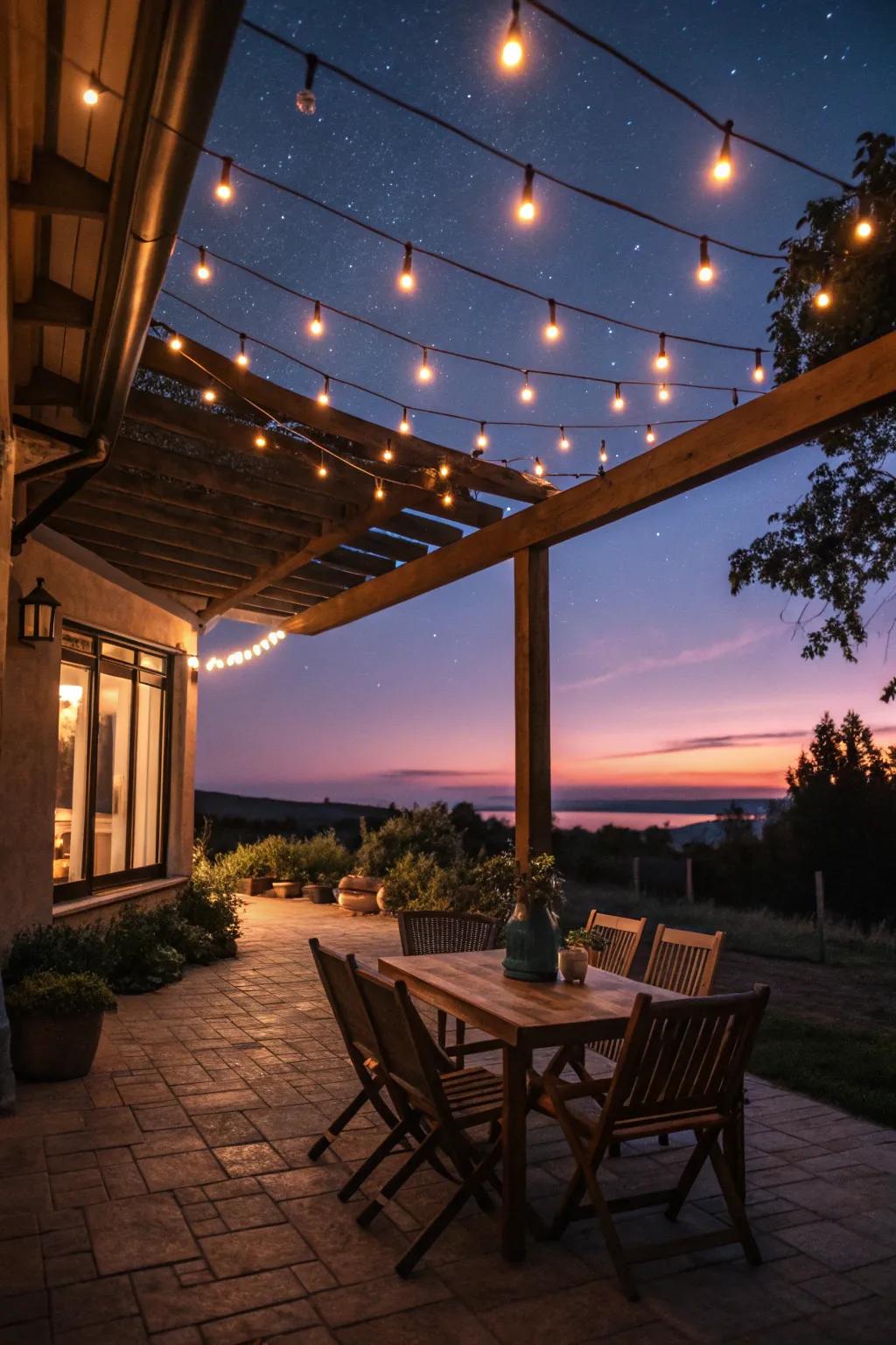 String lights morph any patio into an enchanted hideaway.