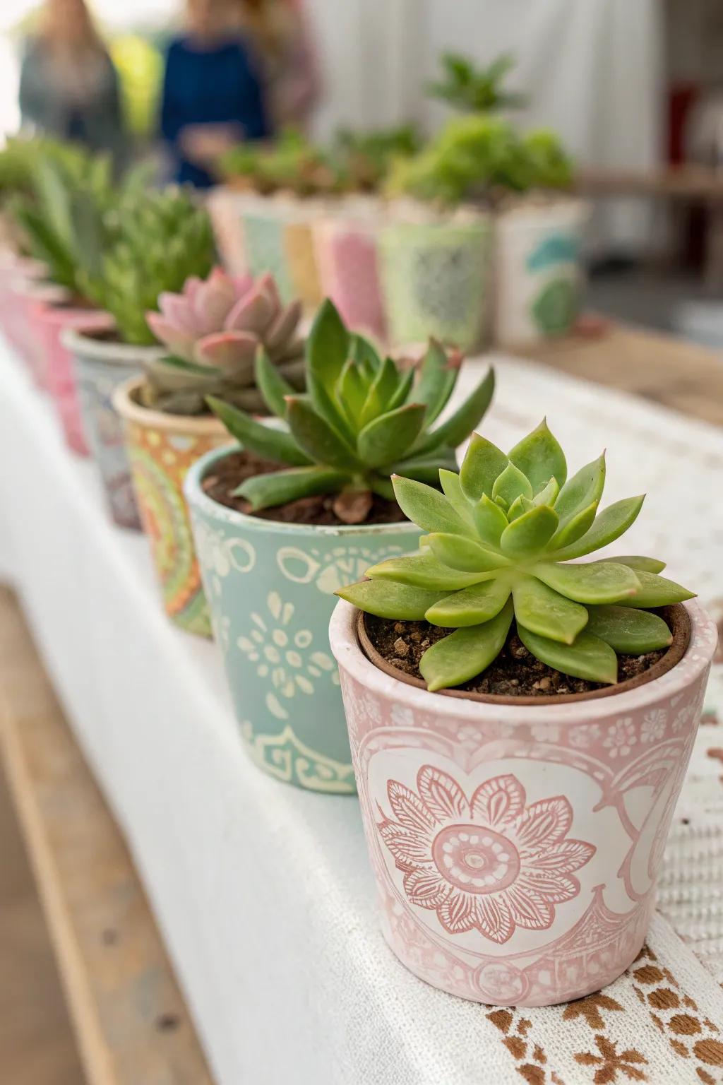Petite succulents infuse vitality and charm into your wedding presents.