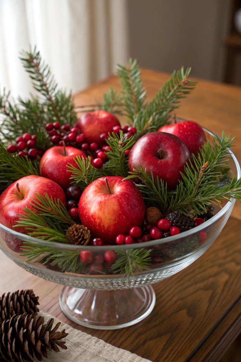 Berries paired with greens breathe an airy sophistication into your Christmas dining.