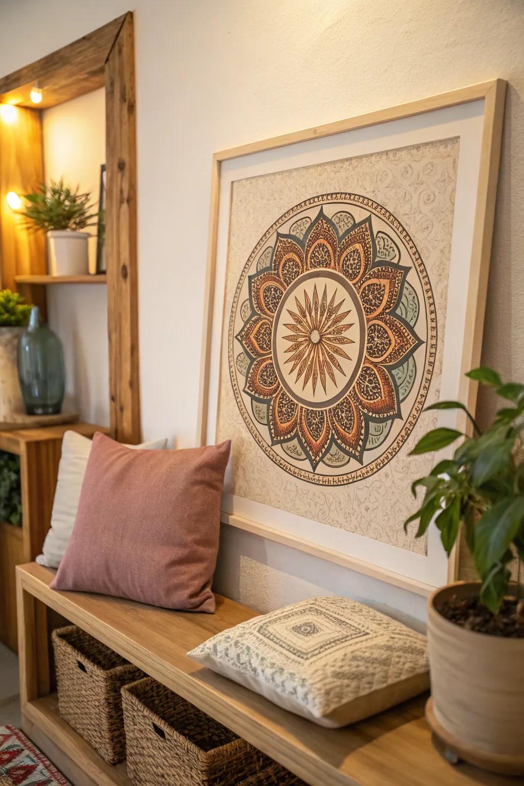 Infuse your space with detailed mandala art.