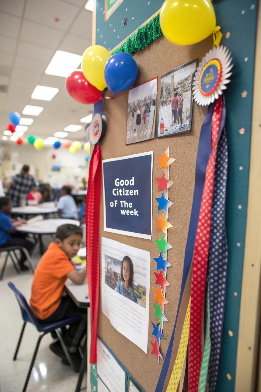 An interactive notice board honoring good citizenship.
