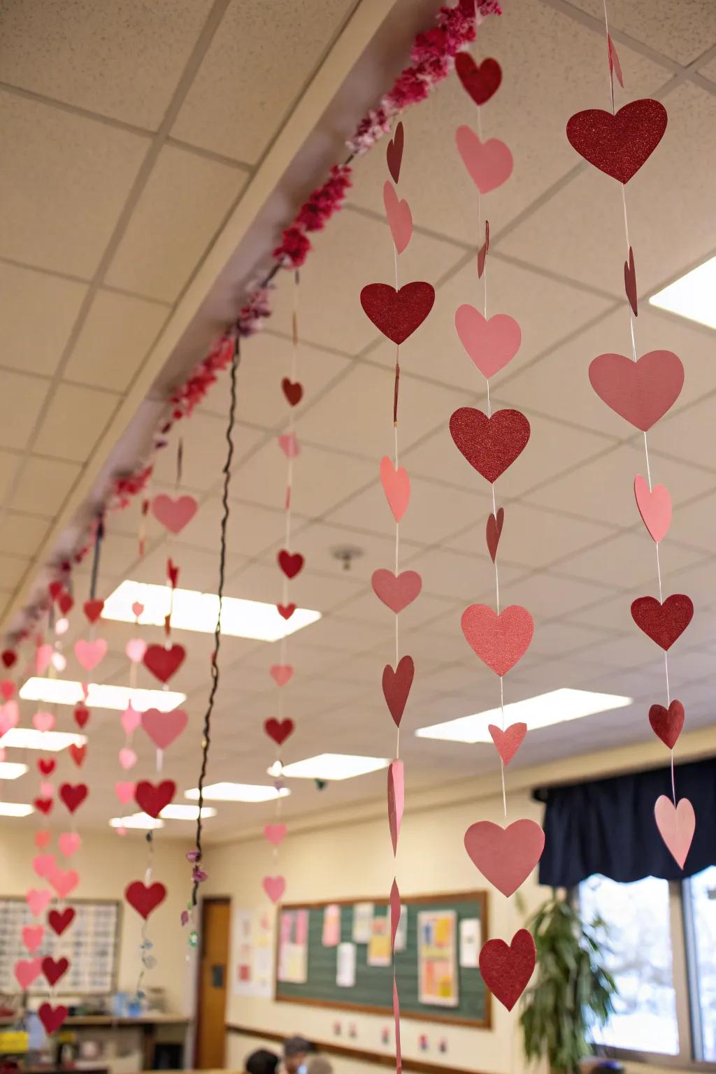 Homemade chains introducing a whimsical element to the classroom.