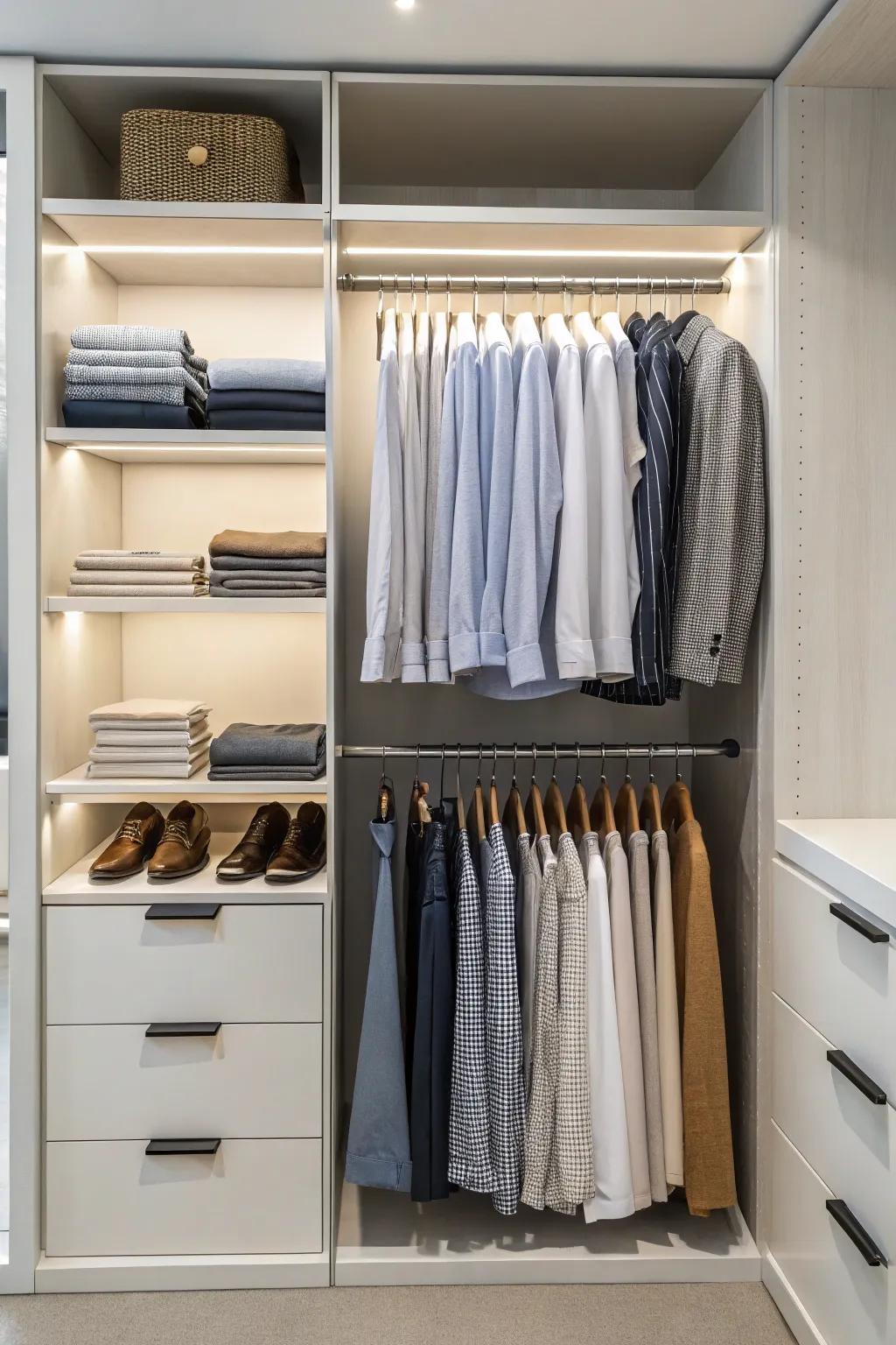 Glide-out rods bring unparalleled convenience and accessibility to any closet design.
