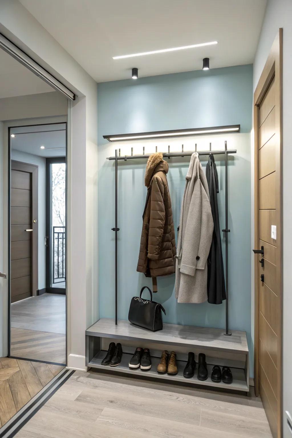 An elegant wall rack offering the best in coat storage.
