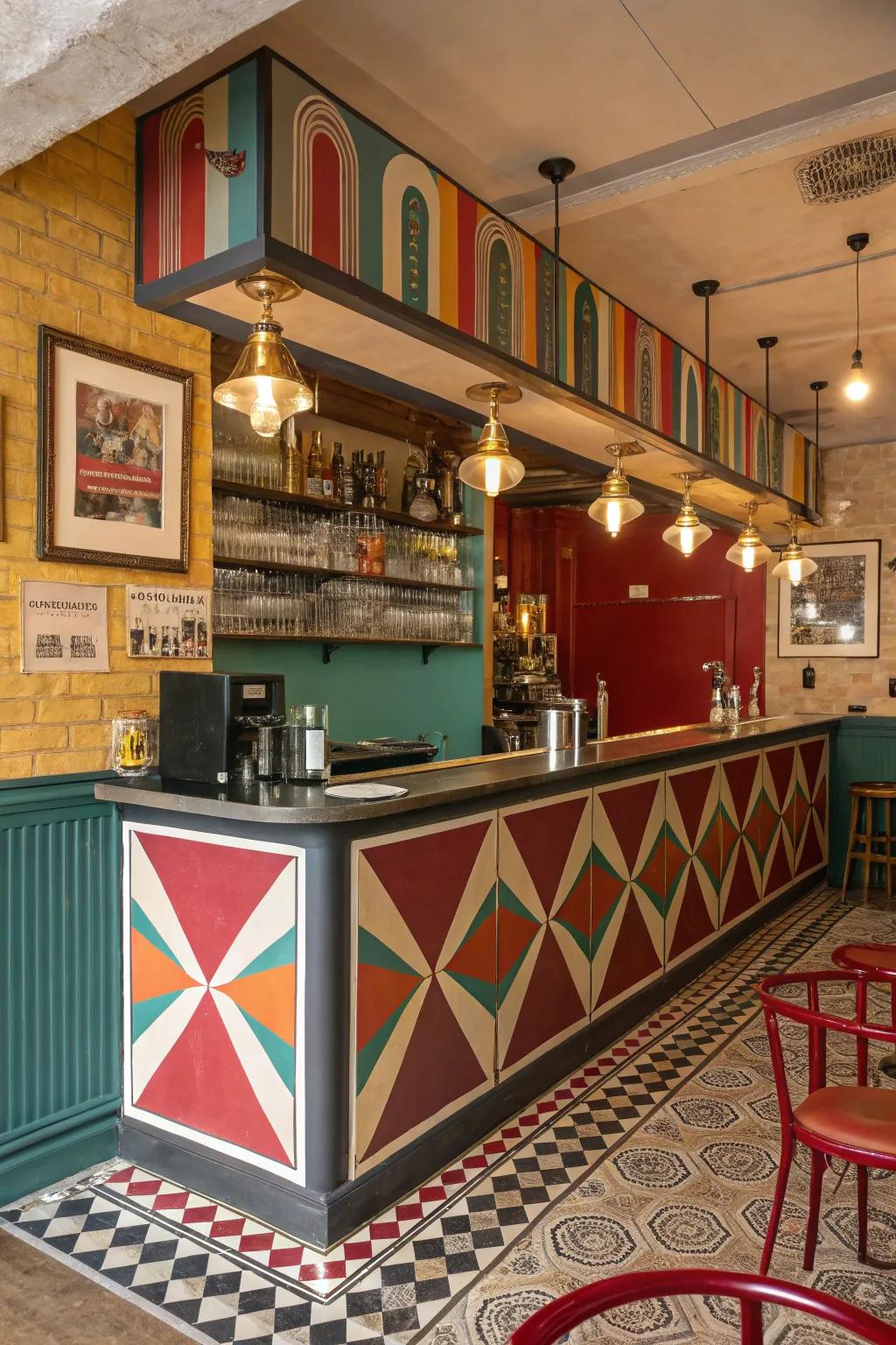 Carry a lively vintage vibe into your home's bar area.