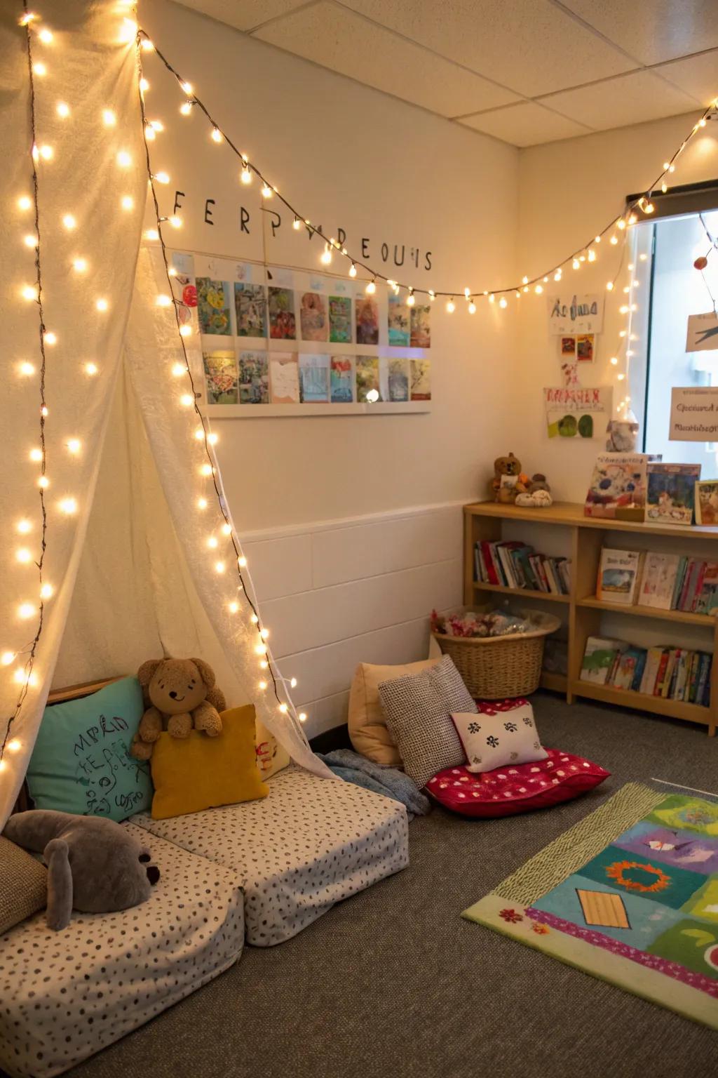 Beaded lights introduce a magical element to any snug corner.