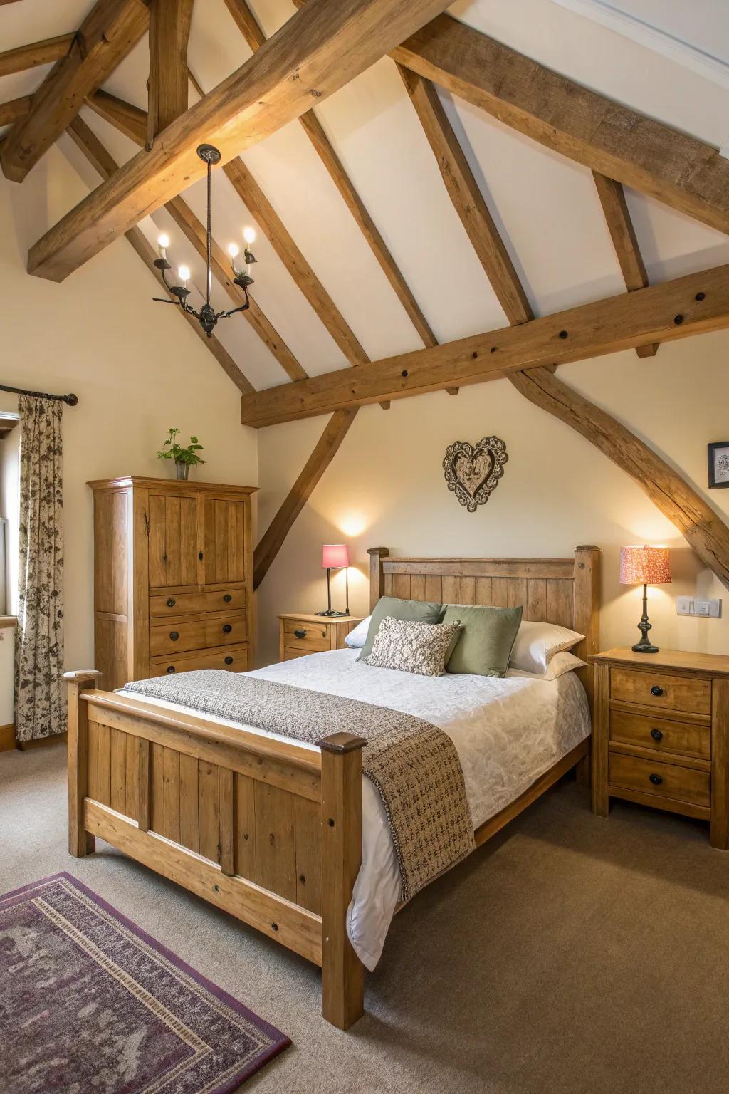 Wood elements inject rustic appeal.