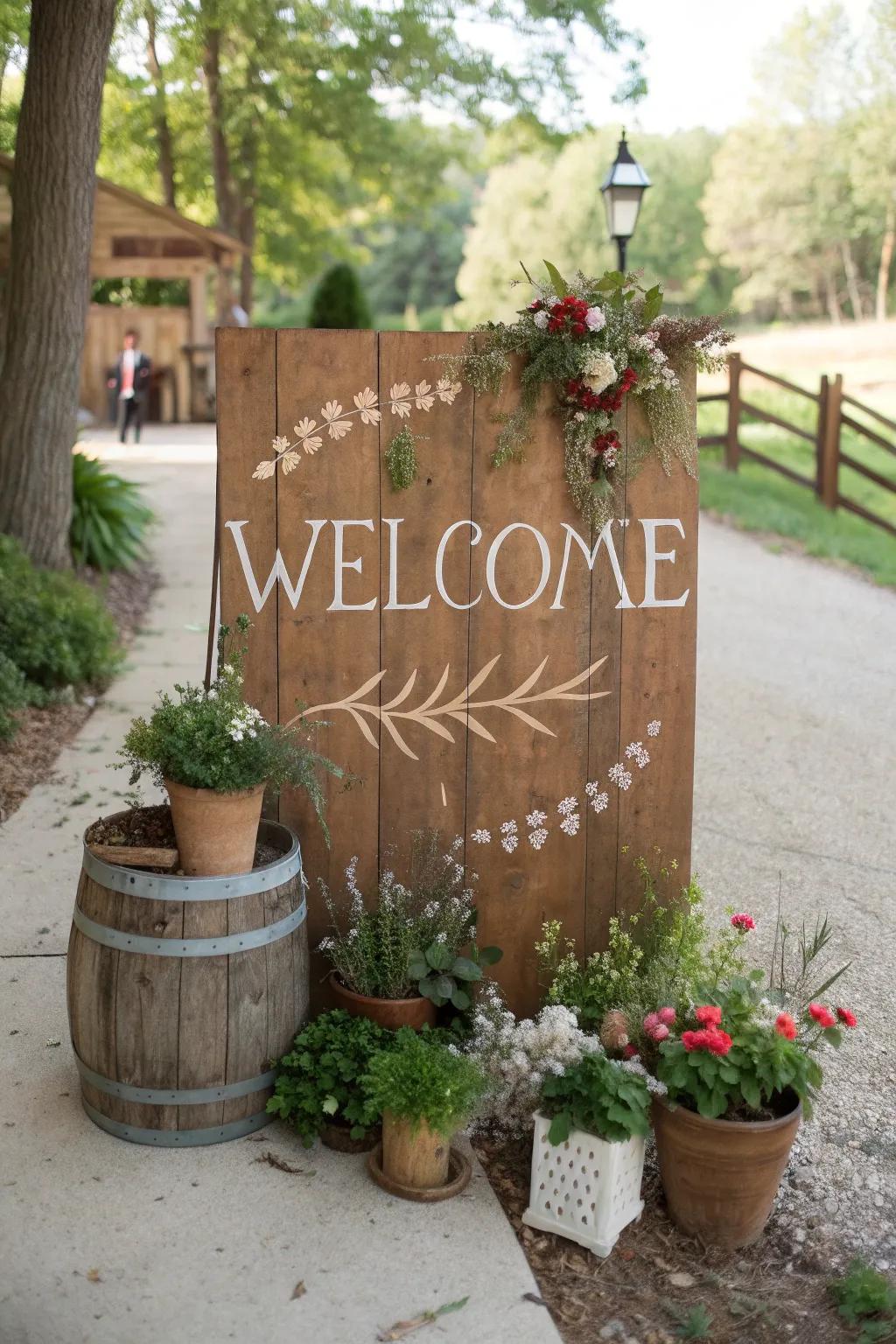 Country timber displays contribute a comfortable, classic sensation to any entry.