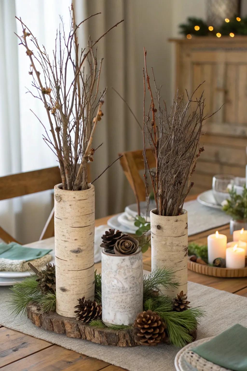 Branches give your decor a rustic feel.