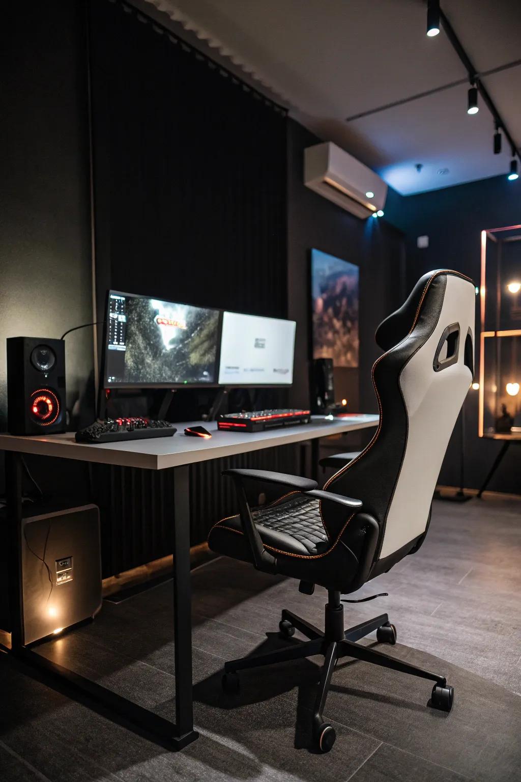 Up-to-date and minimalistic furniture improves visual appeal and relaxation within your gaming space.