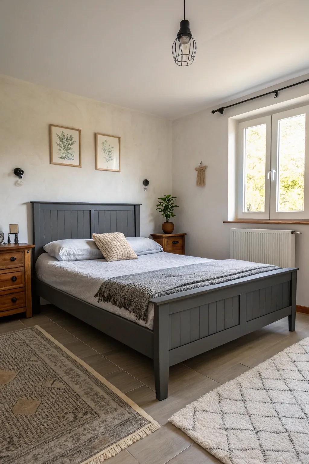 A minimalist bedroom layout highlights simplicity and grace.